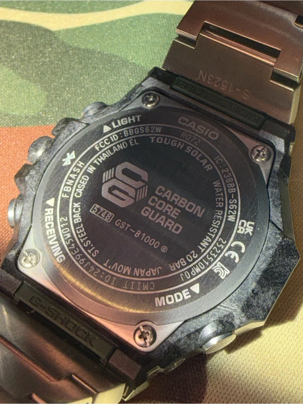 Casio G-Shock Men’s Silver Watch with Green Dial and Steel Bracelet